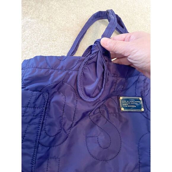 Marc Jacobs Nylon Quilted Lined Allover Logo Letter Shopper Tote Purse - Picture 10 of 15